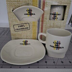 Set 4 Cup And Saucer Cafe de Colombia Porcelain Corona Royal